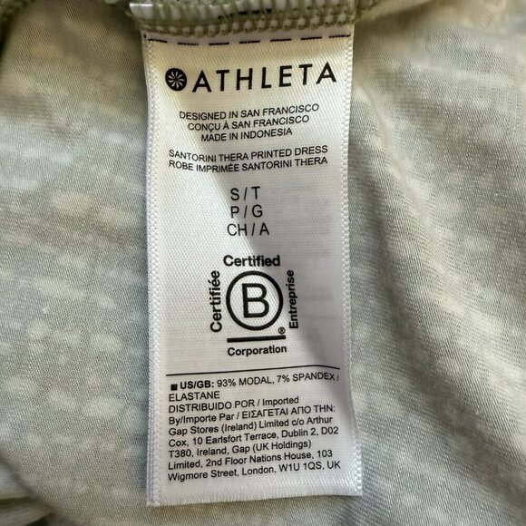 Athleta Santorini Thera Printed Dress Women's ST Small Tall Green UPF 50 Active - Picture 12 of 14